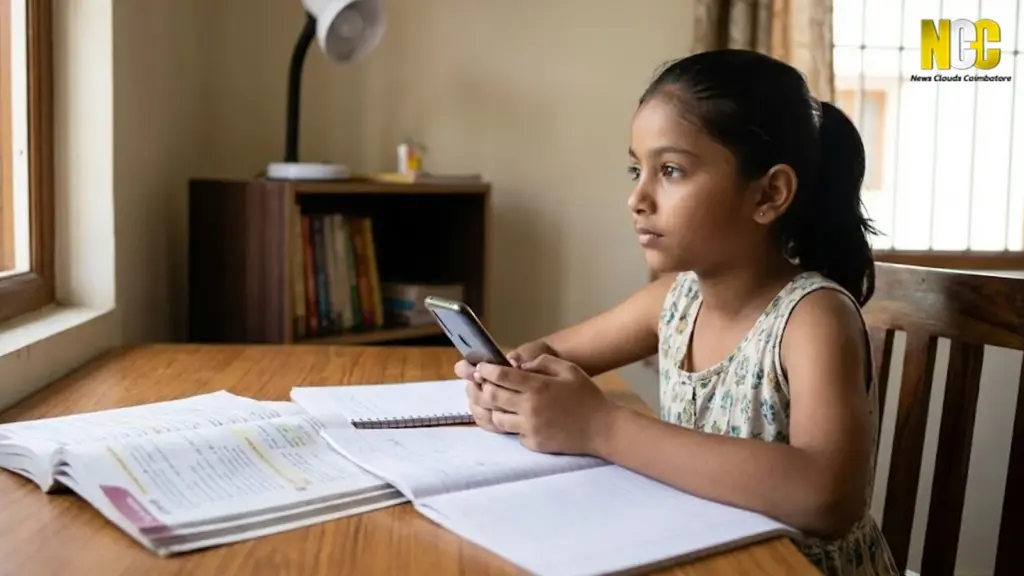 girl watching phone
while rreading