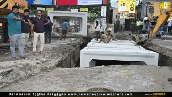 Traffic congestion near Lanka Corner bridge Coimbatore
