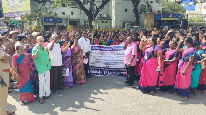 Anganwadi protest Coimbatore