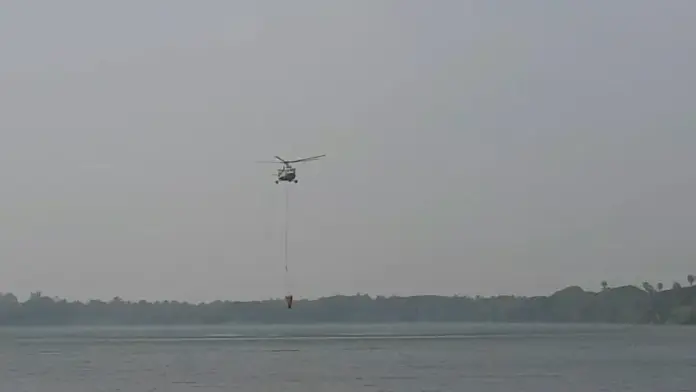 Indian Air Force helicopter firefighting drill image