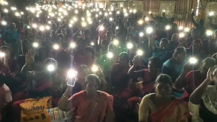 Anganwadi workers protest Coimbatore