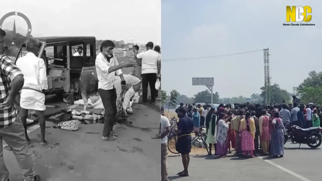 Accident site protest scene