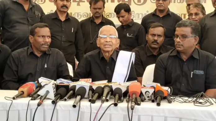 KI Veeramani criticizes Vijay in Coimbatore event