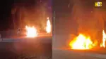 Scorpio car caught fire on Perur road Coimbatore
