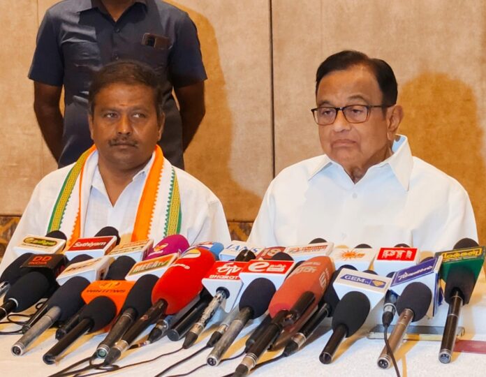 p chidambaram press meet coimbatore