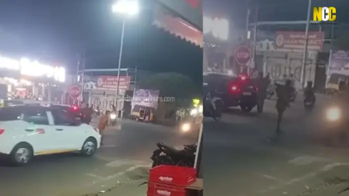 drunk cricket road scene