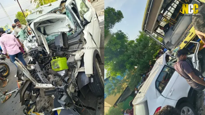 bus car accident scene coimbatore