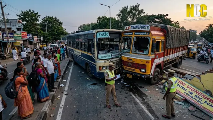 Lorry bus accident in Coimbatore