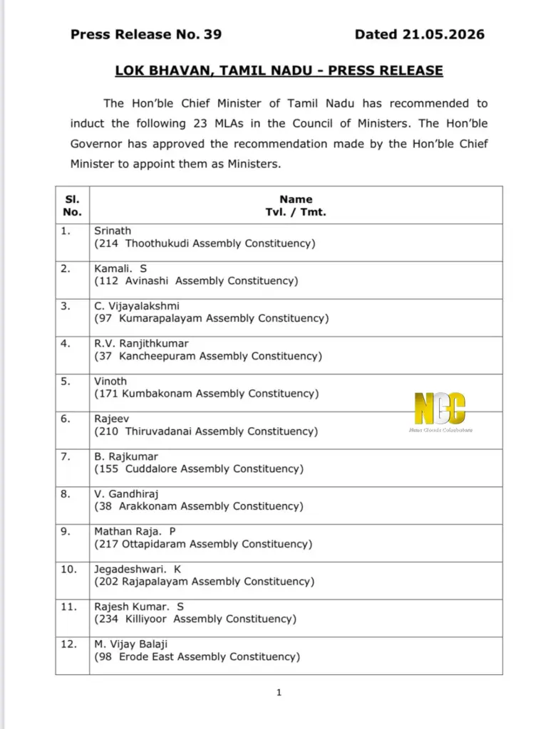 Coimbatore ministers sworn in