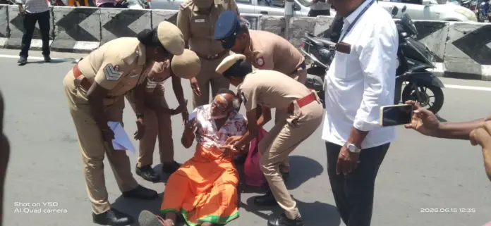 Elderly man protest at collector office