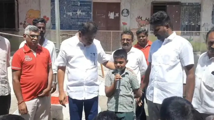 Coimbatore Sulur school student reciting Thirukkural during MLA visit viral classroom interaction video
