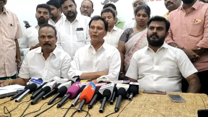 Coimbatore BJP leaders press meet announcing resignation and Annamalai political movement update news conference scene