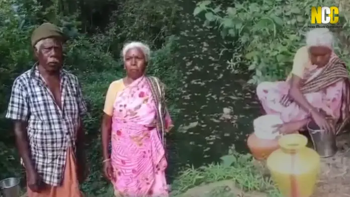 Tribal people drinking unsafe water forest area