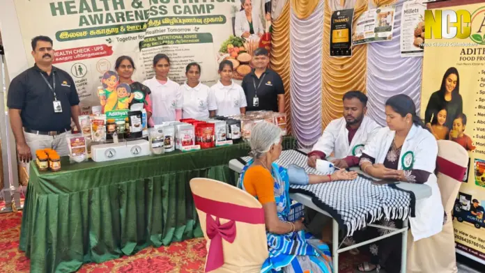 Visitors at Coimbatore millet exhibition health camp.