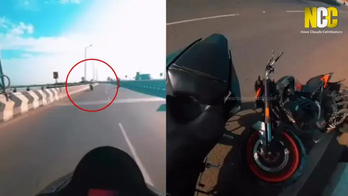 Riderless bike on flyover
