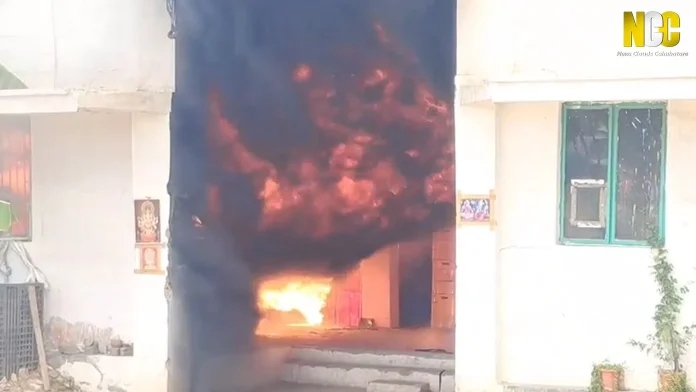 Fire accident at a plastic godown in Veerakeralam,