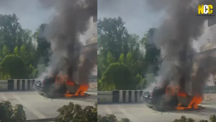 Car catches fire on Avinashi Road near KMCH